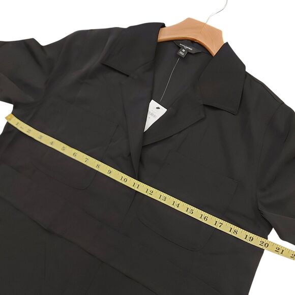 Banana Republic Shirt Dress Womens Medium Black Satin Twill Mini Tie Waist Shift - Picture 10 of 12